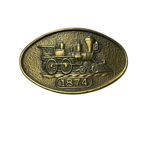 Locomotive Train Brass Tone Buckle. Rockabilly, Vintage 70s, Cowboy, Americana